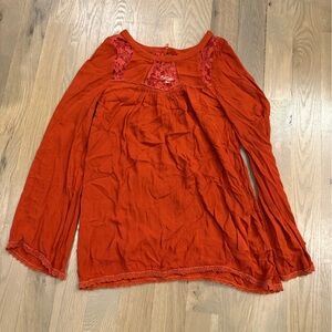 Patrons of Peace Orange Lace Detail Top